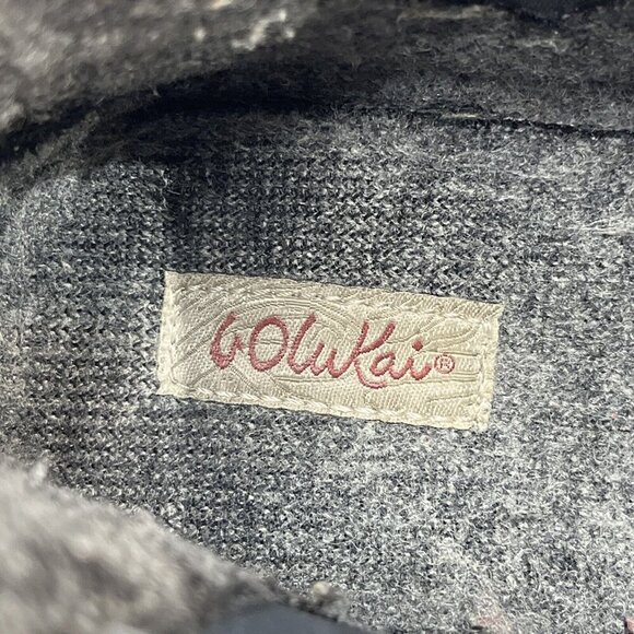 Olukai Pumehana Hulu WP Boots Women 9 Black Nubuck Leather Ankle Booties Pull On - Picture 6 of 9